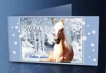 Пример дизайна поздравительной открытки на 2014 с изображением лошади, MAR-design студия
